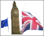 Big Ben and Union Jack and EU flag